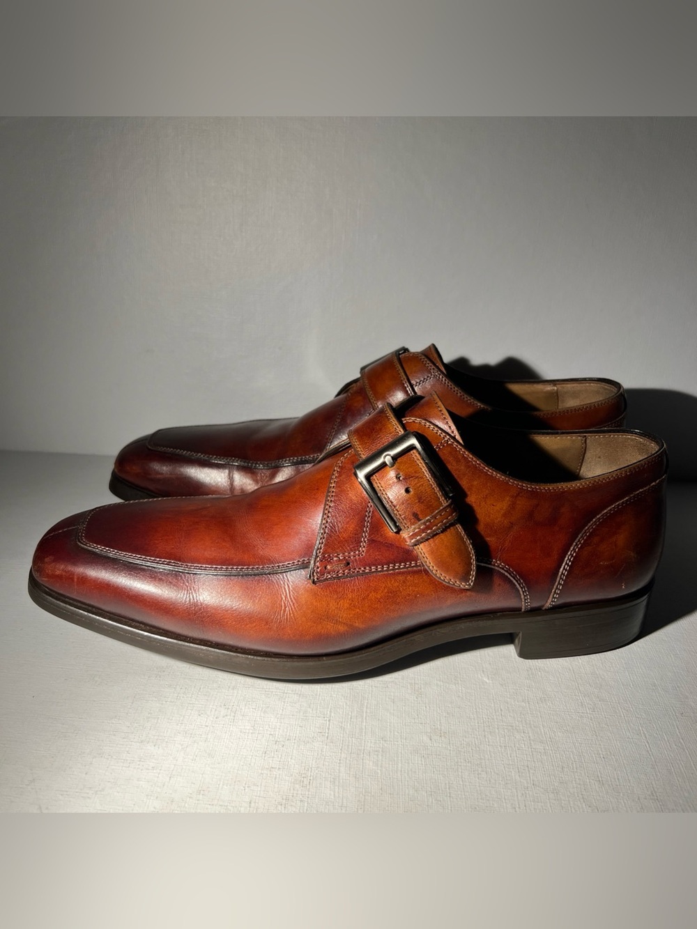 Magnanni Diversa Brown Leather Monk Strap Dress Shoes Men’s 7.5 M